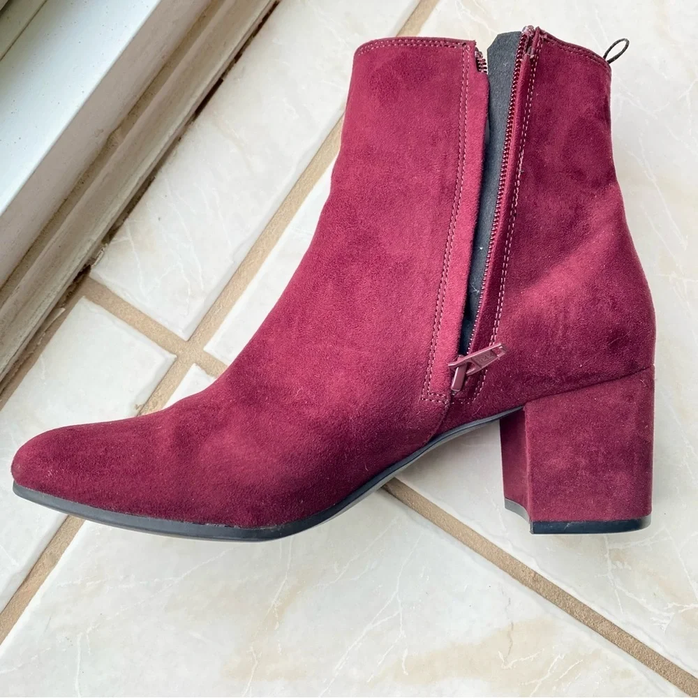 Burgundy Suede Ankle Boots - Size 39/US 8 - H&M Excellent Condition - Picture 10 of 14